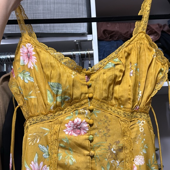 Golden Yellow Floral Wedding Guest Dress Small - Picture 11 of 16